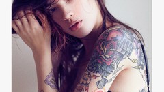 Woman tattoos brunettes models bra Ira Chernova