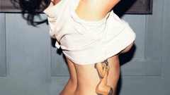 Woman tattoos brunettes models denim shorts underboobs Nuts 