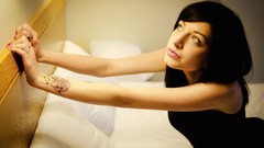 Woman tattoos brunettes piercings