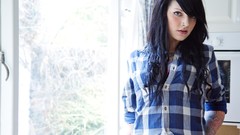 Woman tattoos brunettes piercings