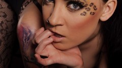 Woman tattoos brunettes piercings huge boobs Russians