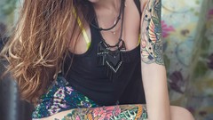 Woman tattoos brunettes upscaled Fedor Shmidt