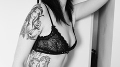 Woman tattoos grayscale