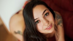 Woman tattoos green eyes brunettes