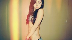 Woman tattoos lingerie brunettes underwear panties