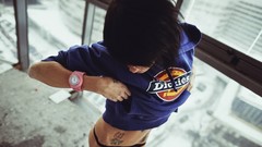 Woman tattoos lingerie freckles boobs Russians Bantik Boy