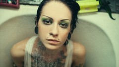 Woman tattoos lingerie freckles models boobs Russians Bantik 