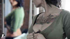 Woman tattoos long hair brunettes
