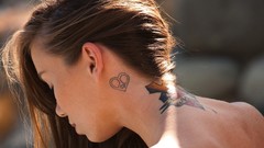 Woman tattoos long hair brunettes Capri Anderson