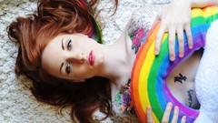 Woman tattoos lying down redheads topless Kemper (Suicidegirls)