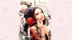 Woman tattoos oriental post digital art fantasy art suicide 