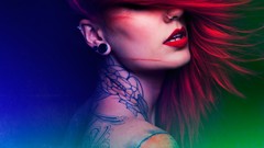Woman tattoos piercings redheads revolve