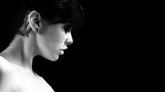 Woman tattoos piercings Simple Background grayscale Vikki Blows