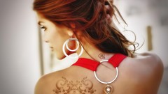 Woman tattoos redheads
