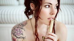 Woman tattoos redheads