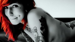 Woman tattoos redheads nude