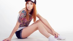 Woman tattoos redheads Simple Background baseball caps