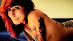 Woman tattoos smiling redheads nude