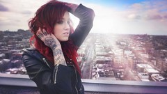 Woman tattoos sunlight brunettes redheads
