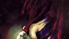 Woman tears blondes long hair cleavage artwork fantasy art 