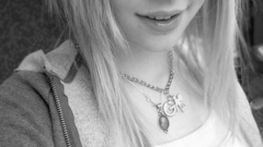 Woman teen grayscale smiling