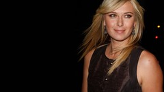 Woman tennis blondes smiling maria sharapova black dress smiley 