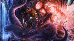 Woman tentacles chains artwork fantasy art