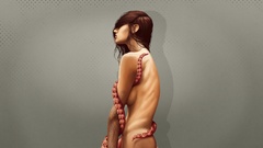 Woman tentacles tattoos artwork sideboobs