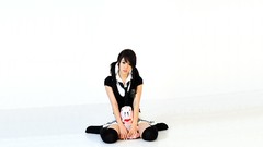 Woman tie asians skirts uniforms pigtails thigh highs Hwang Mi 