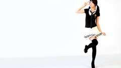 Woman tie white background asians skirts brunettes school 