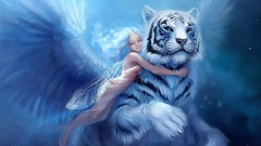 Woman Tigers anime girls fantasy art