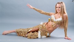 Woman Tigers legs smiling bra necklaces belly dancers