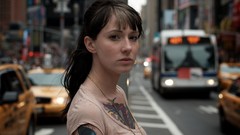 Woman Times Square tattoos