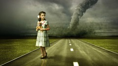 Woman tornado roads