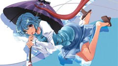 Woman touhou blue hair