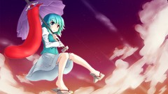 Woman touhou blue hair