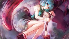 Woman touhou blue hair