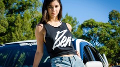 Woman tuning cars brunettes