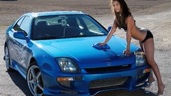 Woman tuning cars brunettes girls with cars blue cars Honda 