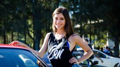 Woman tuning cars smiley brunettes