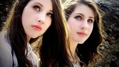 Woman twins brunettes