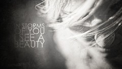 Woman Typography monochrome blondes short hair