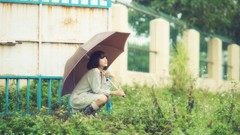 Woman Umbrellas asians models Korean