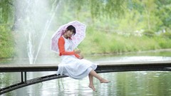 Woman Umbrellas asians models Korean