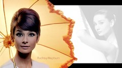 Woman Umbrellas Audrey Hepburn Actress pinups hair up