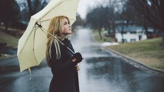 Woman Umbrellas blondes