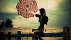 Woman Umbrellas brunettes