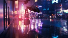 Woman Umbrellas Times Square demi lovato new york city