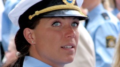 Woman uniforms police cap