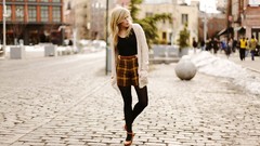 Woman urban blondes depth of field